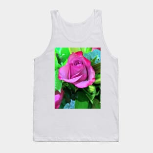 Single Pink Rose Floral Display - Autumn Bouquet - Flowers Tank Top